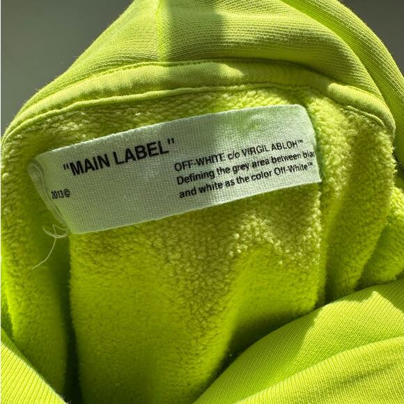 Off-White Contracting Graphic Print Hoodie Lime/Yellow Unisex S - Picture 10 of 15